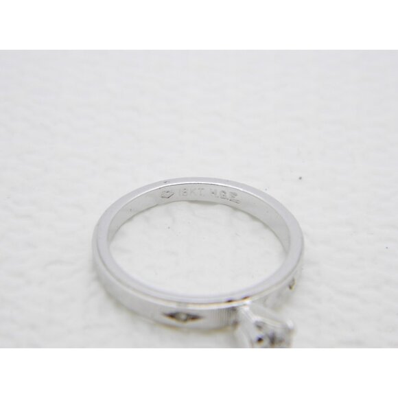 VTG 18k H.G.E. White Gold Clear Rhinestone CZ Solitaire Ring Size 5.75 - Picture 3 of 4